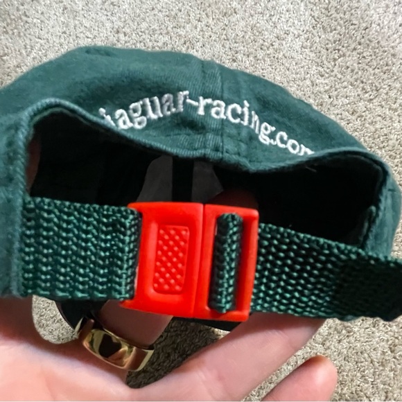 Vintage 90s Adjustable Clip Strapback Green Jaguar Racing Embroidered Hat Cap - Picture 3 of 6